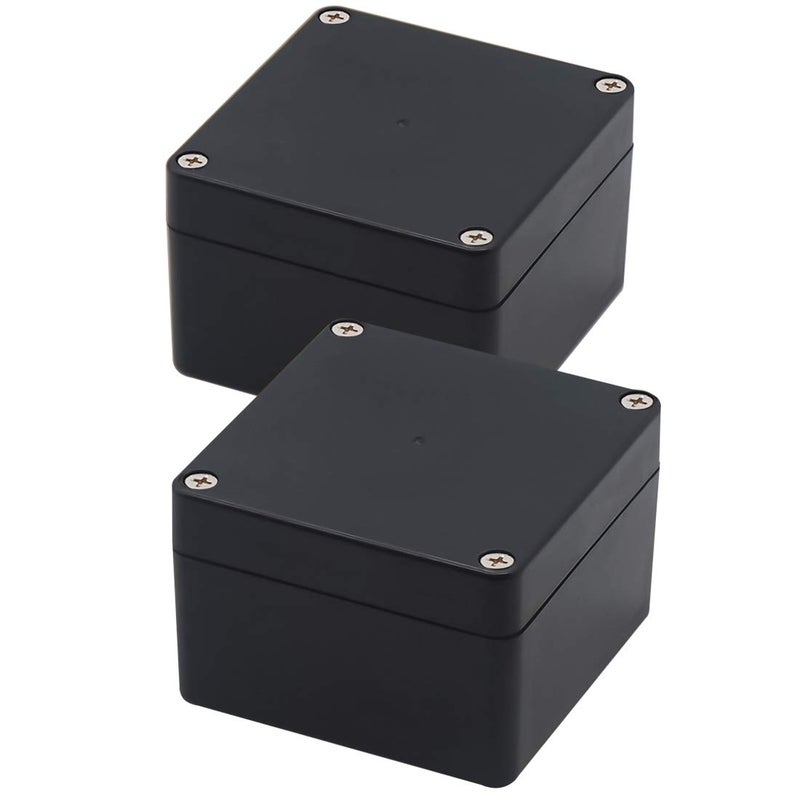 Zulkit Junction Box, Zulkit Project Box IP65 Waterproof Outdoor Box ABS Plastic Electrical Boxes Electronic Enclosure Black 3.27 x 3.19 x 2.20 inch (83 x 81 x 56mm)(Pack of 2) - Image 1